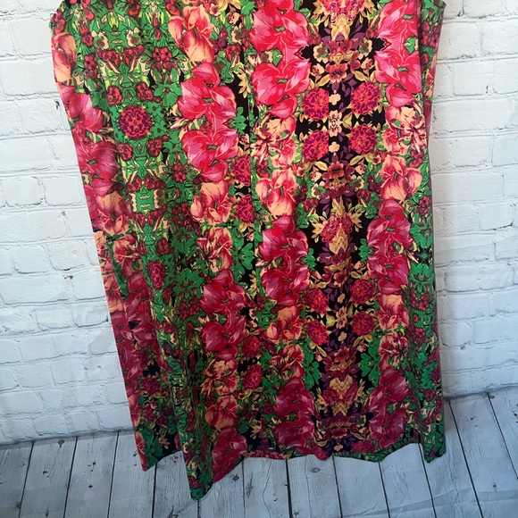 Madison Leigh Woman Green & Red Tropical Dress size 14W - Picture 11 of 11